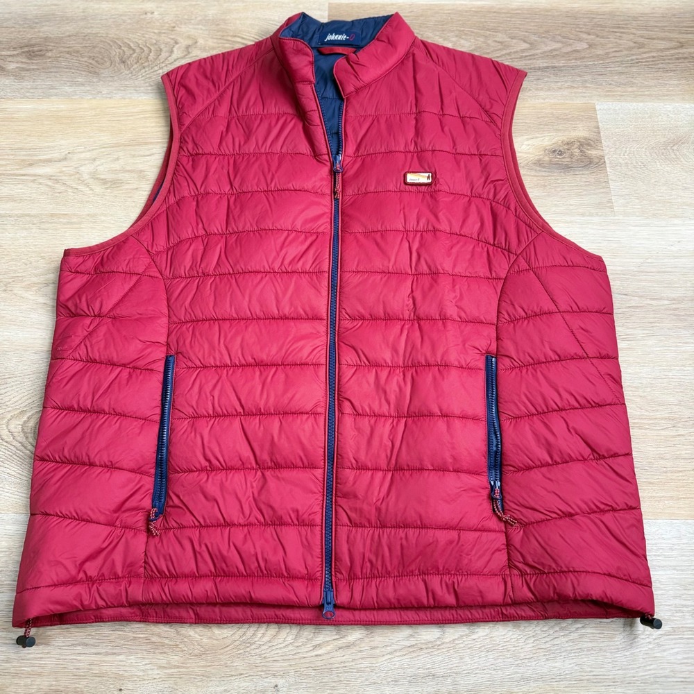 Johnnie-O Crimson Lightweight Full ZipPuffer Vest Mens XXL Adjustable Hem